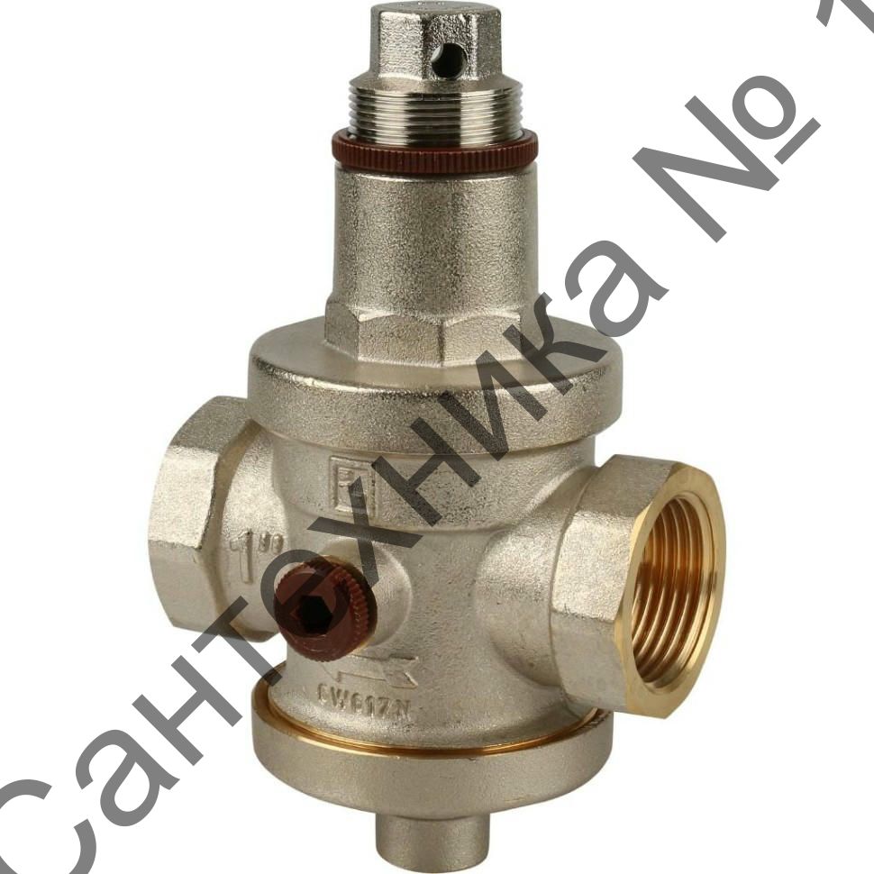 Редуктор давления ВВ 1" 1-6 бар PN25 под аксиальный манометр 1/4", никелированный EUROPRESS Itap