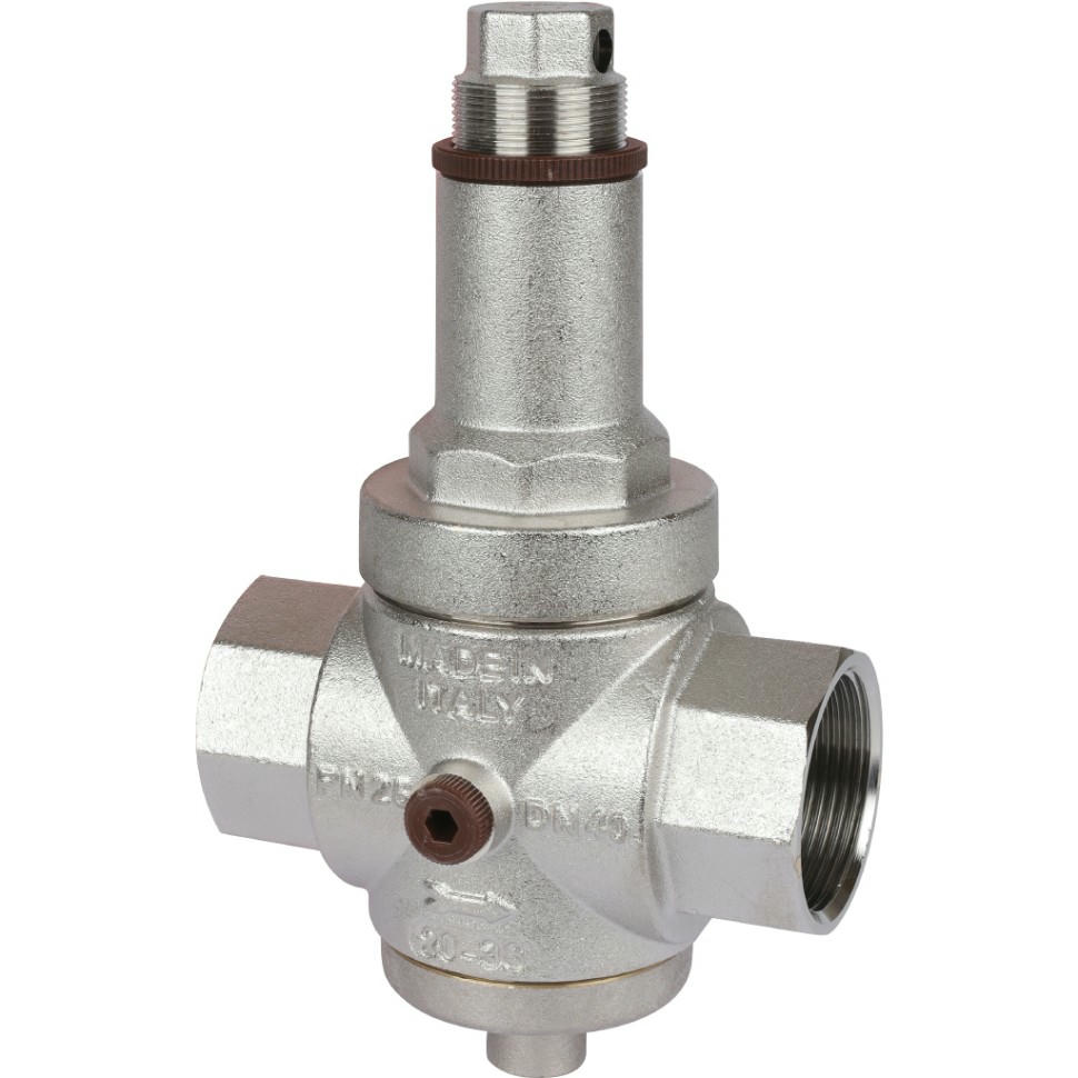 Редуктор давления ВВ 1 1/2" 1-6 бар PN25 под аксиальный манометр 1/4", никелированный EUROPRESS Itap