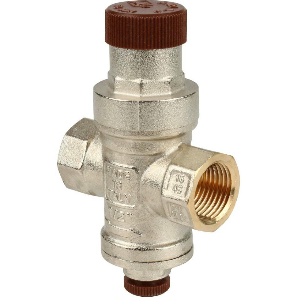 Редуктор давления ВВ 1/2" 1-4 бар PN15 под радиальный манометр 1/4", никелированный MINIPRESS Itap