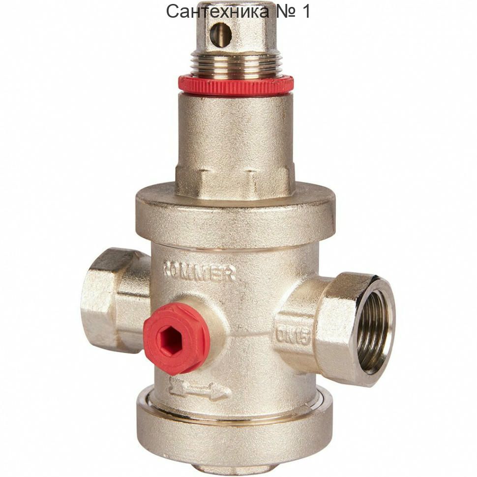 Редуктор давления PN25 1/2" ВР с выходом под манометр ROMMER