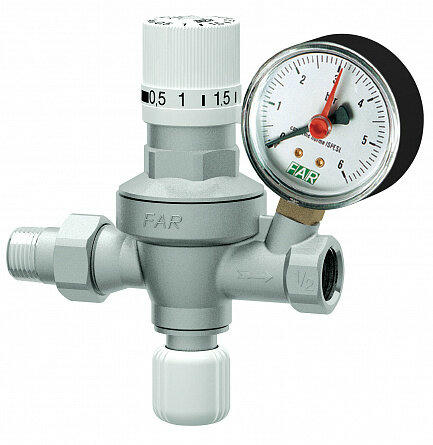 Редуктор автоматический 1/2 с манометром с визуализацией настраиваемого давления на выходе FAR