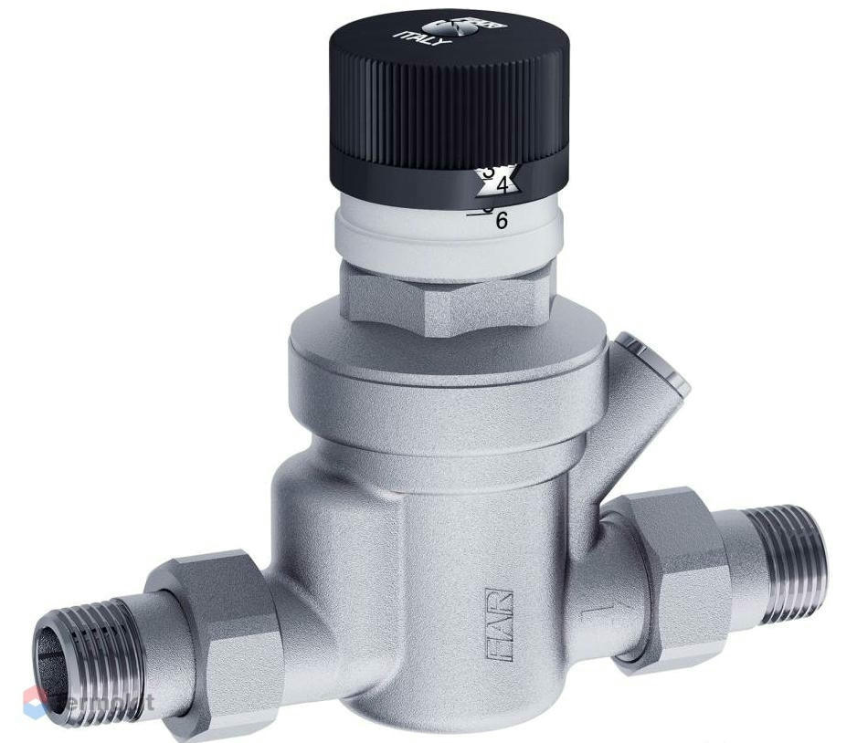 Редуктор 3/4" НР с визуализацией давления под манометр, хромированный FAR