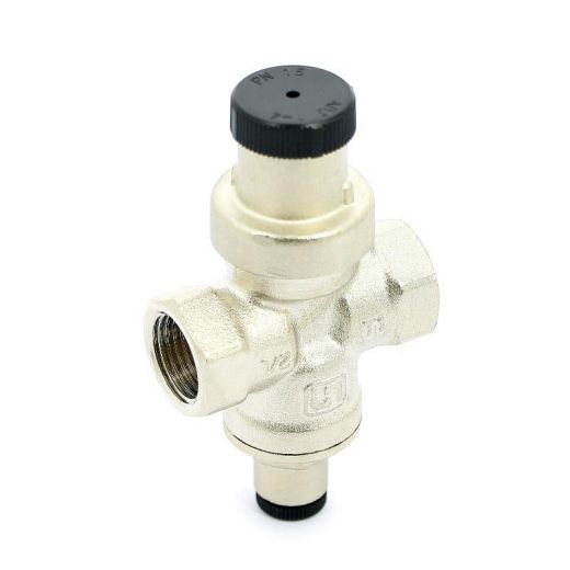 Редуктор давления 1/2" В 1-4 бар PN15 COMPACT с отверстием под радиальный манометр 1/4", никелированный Uni-fitt