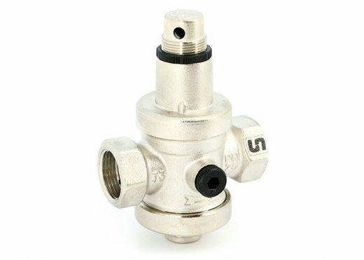 Редуктор давления 2" 0,5-6 бар с отверстием под аксиальный манометр 1/4", никелированный Uni-Fitt