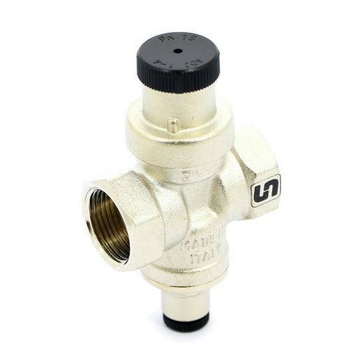 Редуктор давления 3/4" В 1-4 бар PN15 COMPACT с отверстием под радиальный манометр 1/4", никелированный Uni-fitt