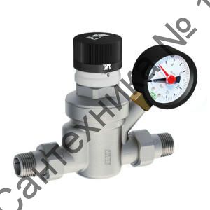 Редуктор 1/2" НР с визуализацией давления с манометром, хромированный FAR