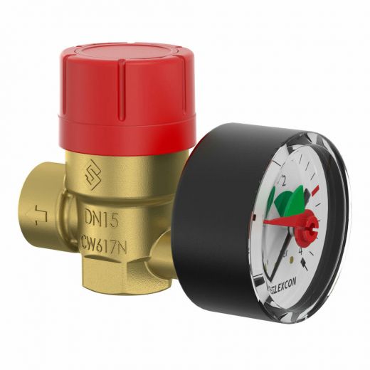 Клапан предохранительный с манометром'Prescomano 1/2 x 1/2 - 3bar Flamco