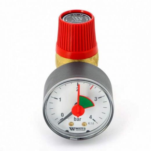 Клапан предохранительный SVW 1/2" с манометром 2.5 бар Watts