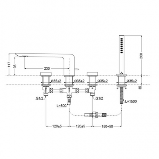 Смеситель для ванны Toto ZL TBP02202R схема 2