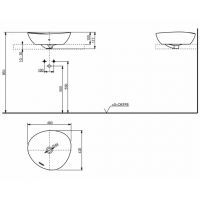 Раковина накладная Toto Vessel TA L4704E 46х42 схема 2 Раковина накладная Toto Vessel TA L4704E 46х42 схема 2