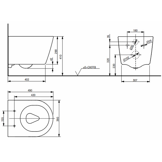 Унитаз подвесной Toto RP CW554Y схема 2
