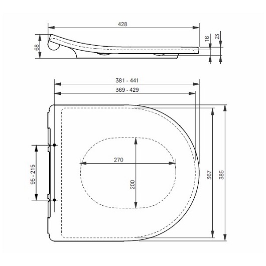 Сиденье для подвесного унитаза Toto RP белый TC613G схема 2 Сиденье для подвесного унитаза Toto RP белый TC613G схема 2