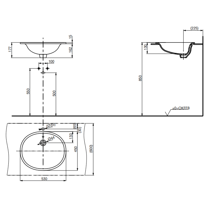 Раковина Toto NC/R LW762Y 53х45 встраиваемая ФОТО