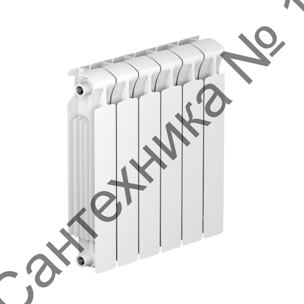 Радиатор биметаллический RIFAR MONOLIT 500 6 секций, боковое подключение (белый RAL 9016)