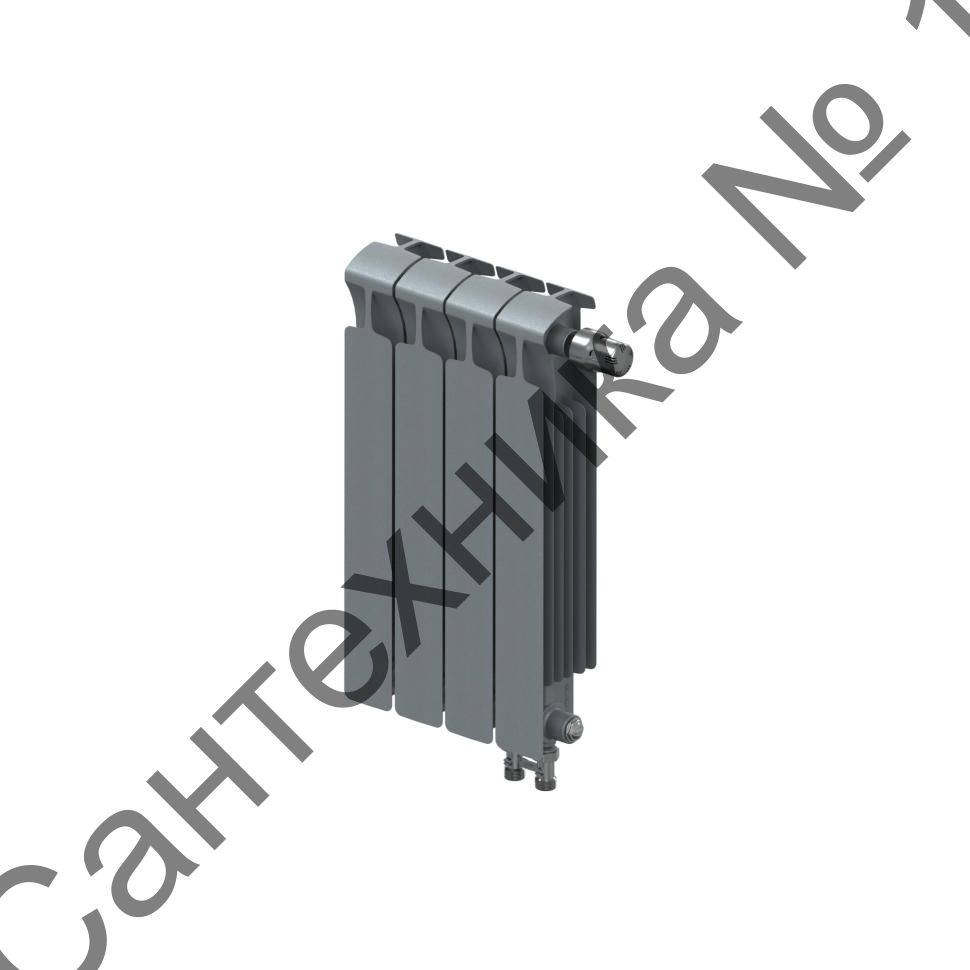 Радиатор биметаллический RIFAR MONOLIT VENTIL 500 4 секции, нижнее правое подключение (титан)