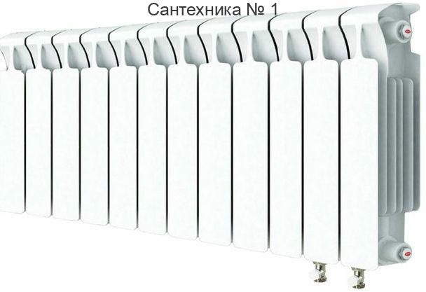 Радиатор биметаллический RIFAR MONOLIT VENTIL 350 12 секций, нижнее правое подключение (белый RAL 9016)