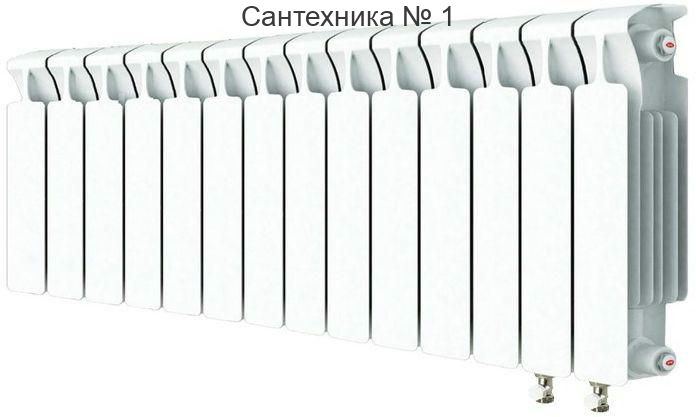 Радиатор биметаллический RIFAR MONOLIT VENTIL 350 14 секций, нижнее правое подключение (белый RAL 9016)