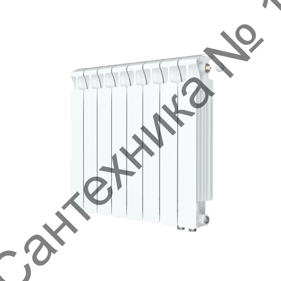 Радиатор биметаллический RIFAR MONOLIT VENTIL 500 8 секций, нижнее правое подключение (белый RAL 9016)