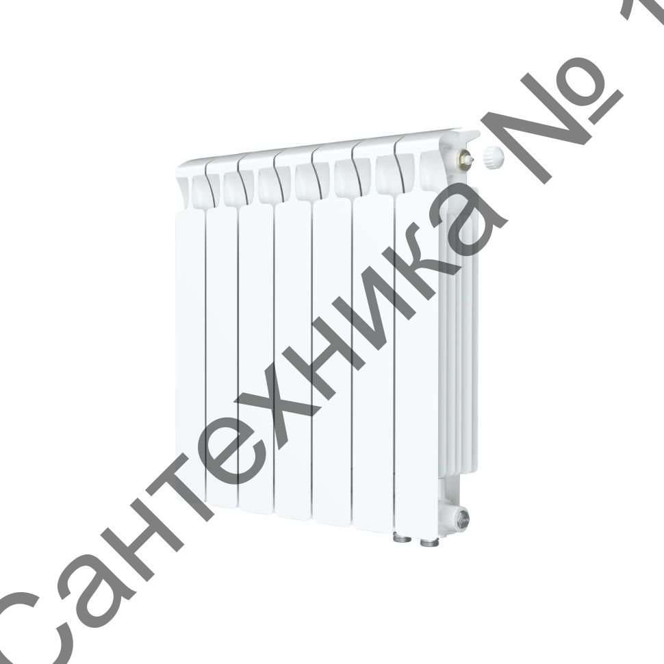 Радиатор биметаллический RIFAR MONOLIT VENTIL 500 7 секций, нижнее правое подключение (белый RAL 9016)