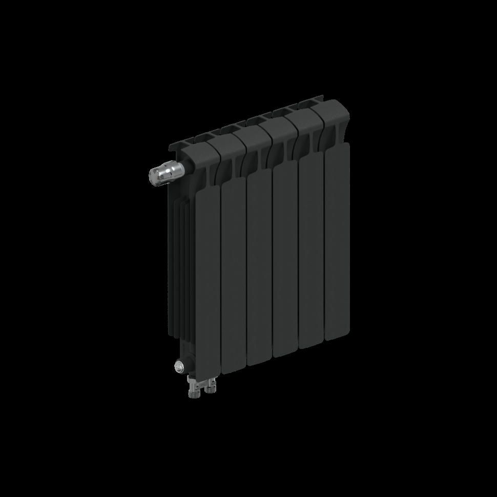 Радиатор биметаллический RIFAR MONOLIT VENTIL 500 6 секций, нижнее левое подключение (антрацит)