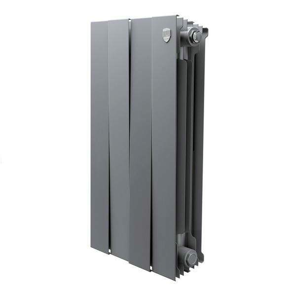 Радиатор биметаллический Royal Thermo PianoForte 500 Silver Satin 4 секции, боковое подключение