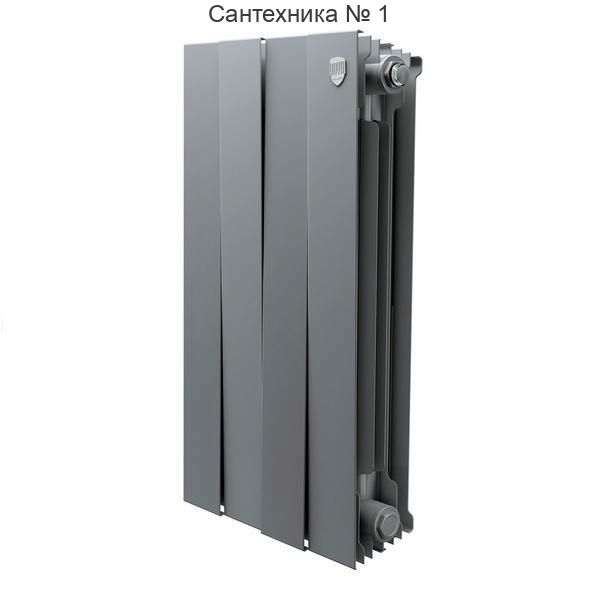 Радиатор биметаллический Royal Thermo PianoForte 500 Silver Satin 4 секции, боковое подключение
