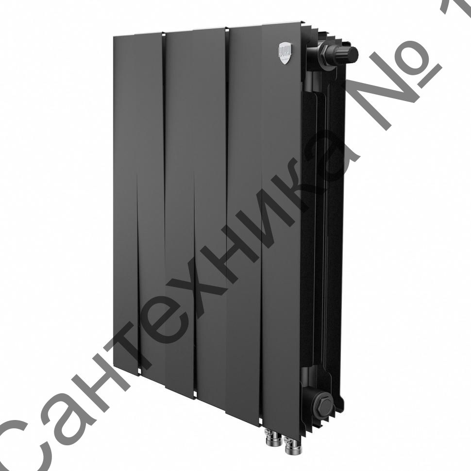 Радиатор биметаллический Royal Thermo PianoForte 500 Noir Sable 6 секций, нижнее подключение VDR80