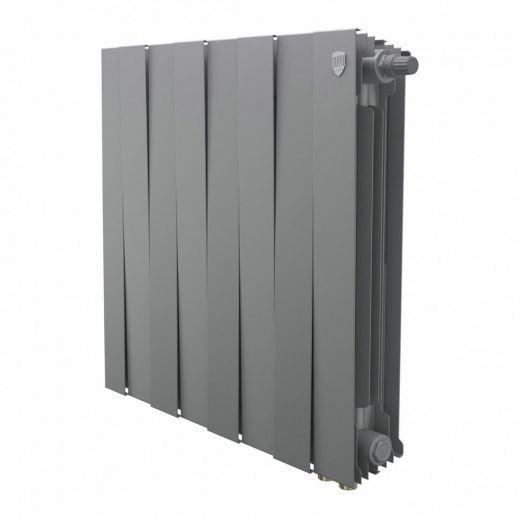 Радиатор биметаллический Royal Thermo PianoForte 500 Silver Satin 8 секций, нижнее подключение VDR80