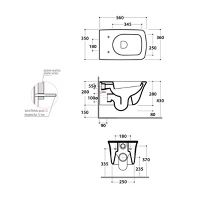 Globo Relais RES02 Унитаз подвесной 56х36см (снят с производства) ФОТО