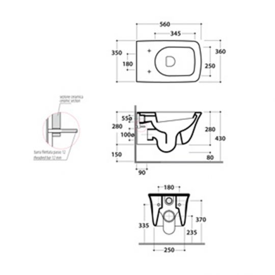 Globo Relais RES02 Унитаз подвесной 56х36см (снят с производства) схема 2