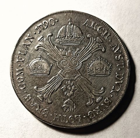 1 талер 1790 А Вена RARE Леопольд II Австрия Нидерланды AUNC