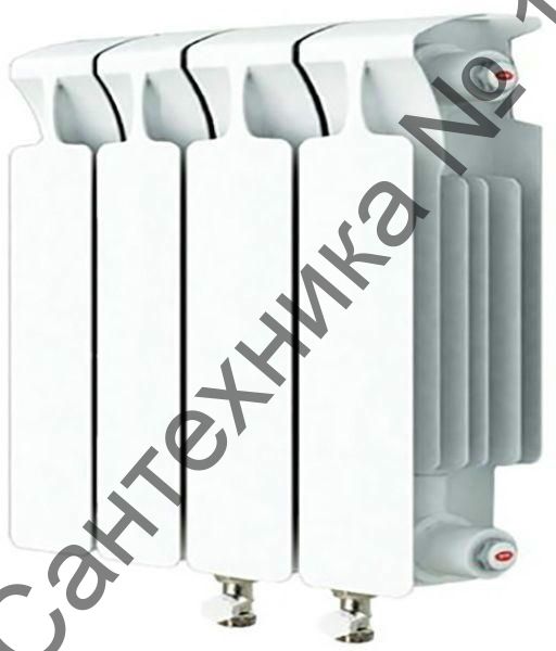 Радиатор биметаллический RIFAR MONOLIT VENTIL 350 4 секции, нижнее правое подключение (белый RAL 9016)
