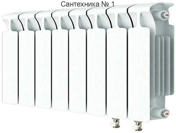 Радиатор биметаллический RIFAR MONOLIT VENTIL 350 8 секций, нижнее правое подключение (белый RAL 9016)