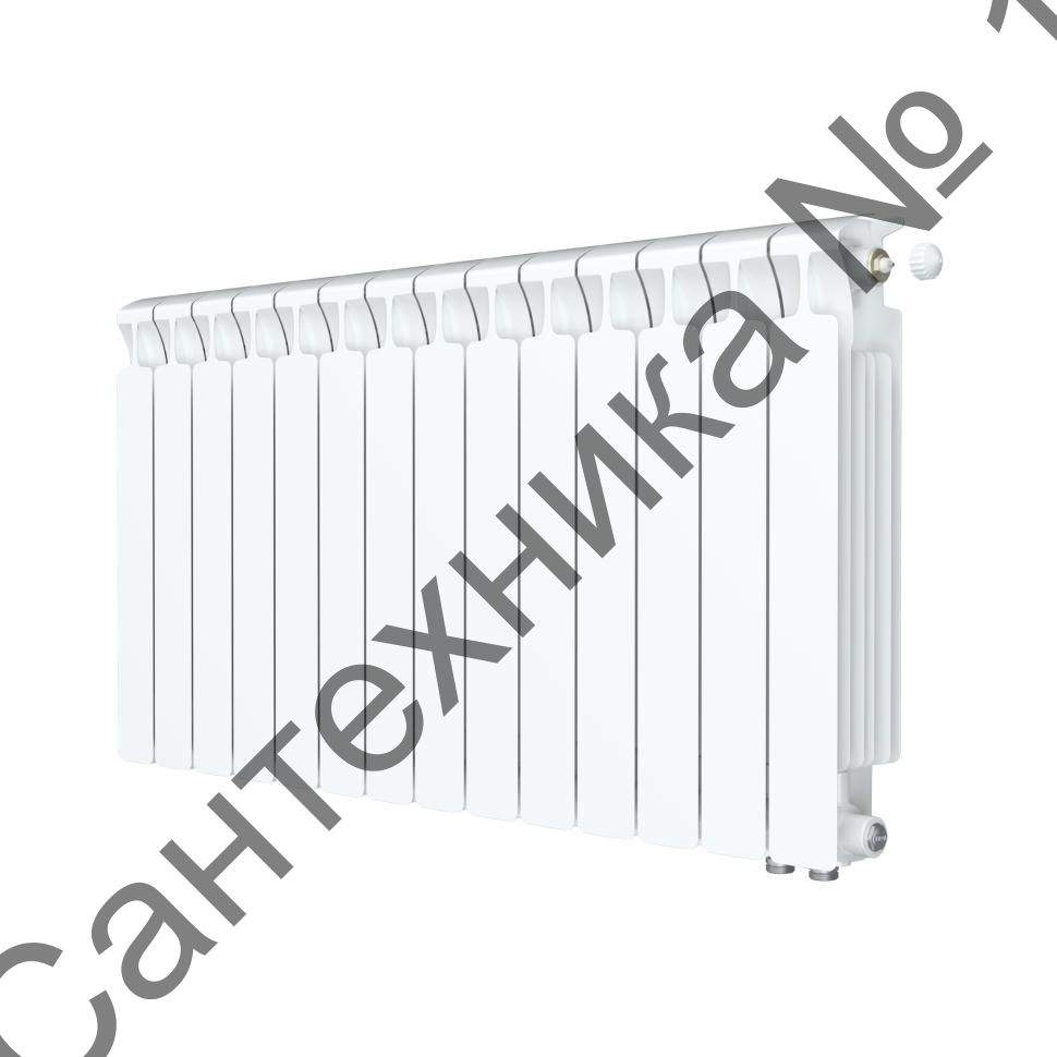 Радиатор биметаллический RIFAR MONOLIT VENTIL 500 14 секций, нижнее правое подключение (белый RAL 9016)