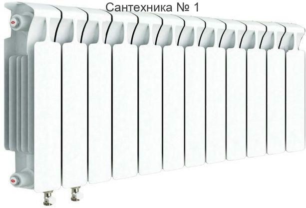 Радиатор биметаллический RIFAR MONOLIT VENTIL 350 12 секций, нижнее левое подключение (белый RAL 9016)