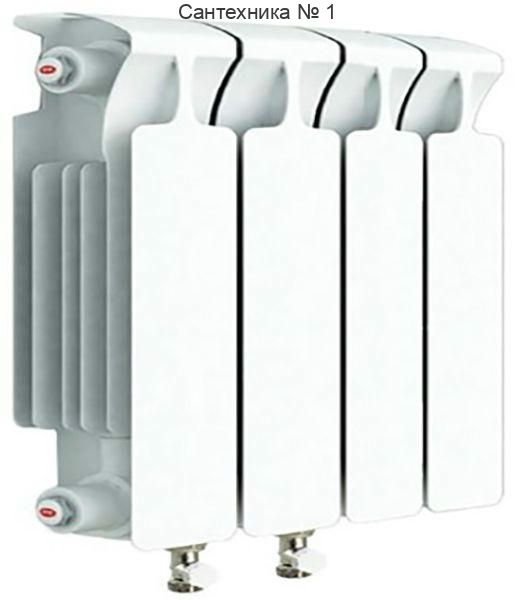 Радиатор биметаллический RIFAR MONOLIT VENTIL 350 4 секции, нижнее левое подключение (белый RAL 9016)