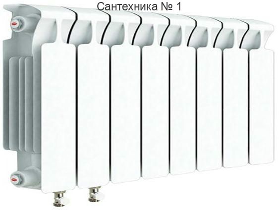 Радиатор биметаллический RIFAR MONOLIT VENTIL 350 8 секций, нижнее левое подключение (белый RAL 9016)