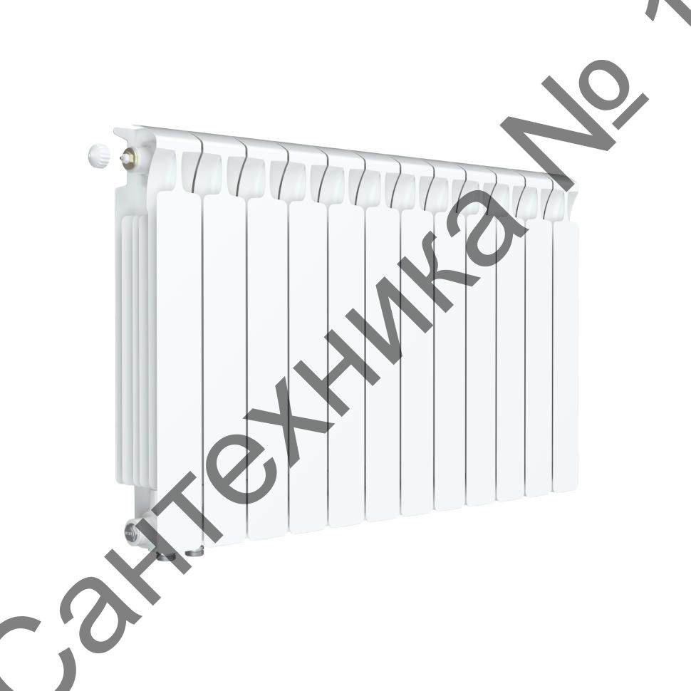 Радиатор биметаллический RIFAR MONOLIT VENTIL 500 12 секций, нижнее левое подключение (белый RAL 9016)