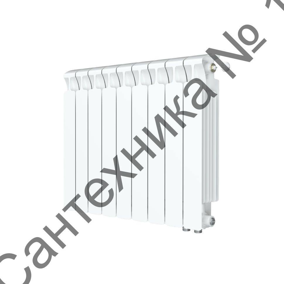 Радиатор биметаллический RIFAR MONOLIT VENTIL 500 9 секций, нижнее правое подключение (белый RAL 9016)