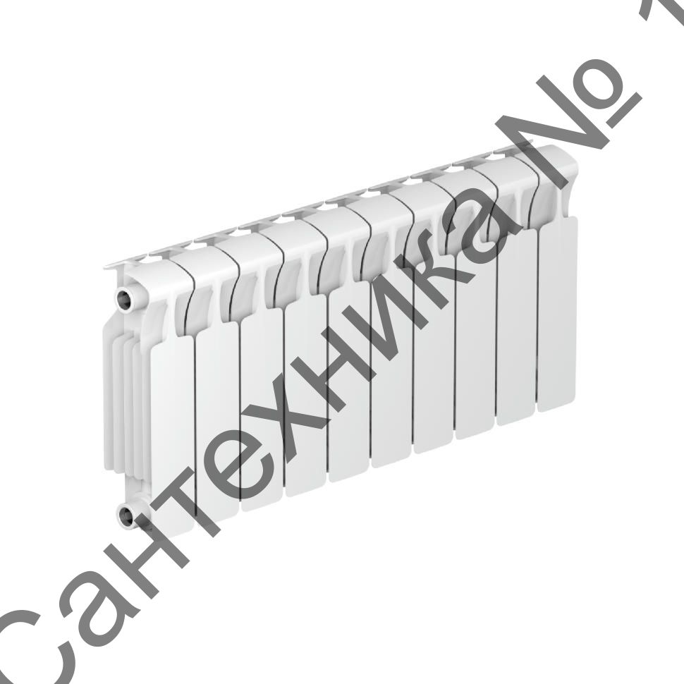 Радиатор биметаллический RIFAR MONOLIT 300 10 секций, боковое подключение (белый RAL 9016)