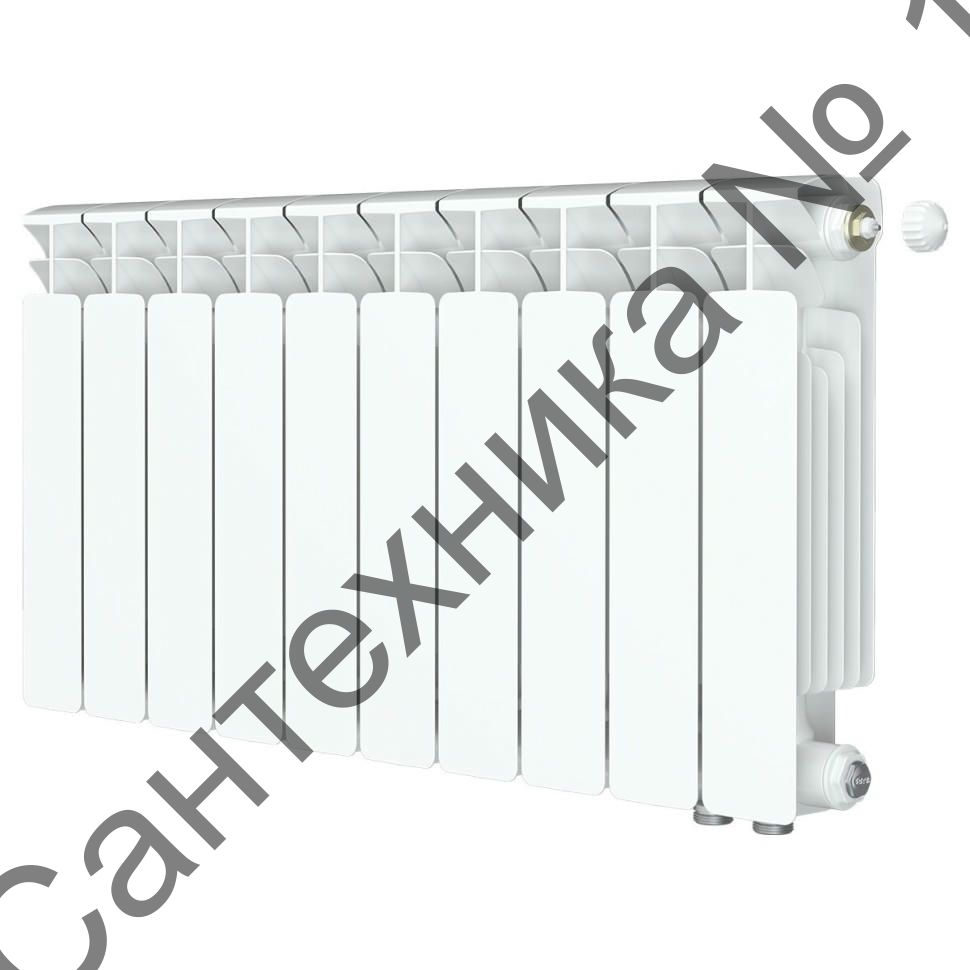 Радиатор биметаллический RIFAR BASE VENTIL 350 10 секций, нижнее правое подключение (белый RAL 9016)