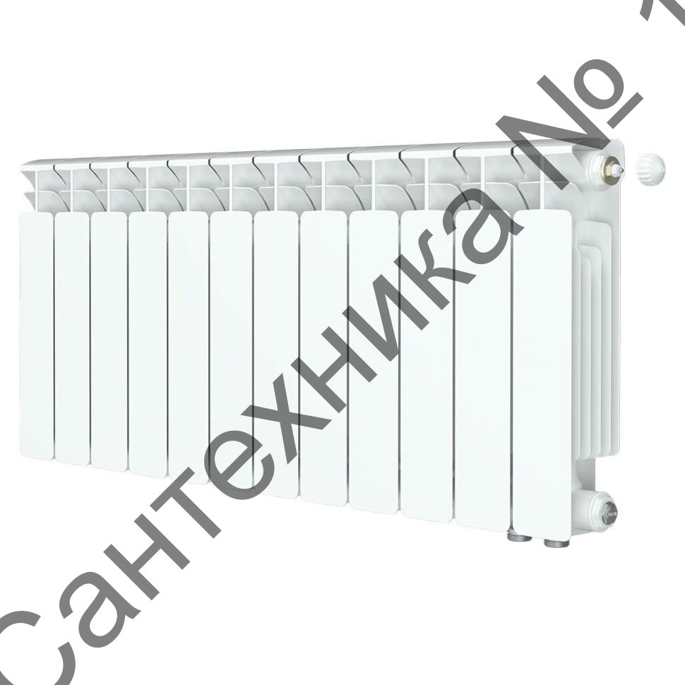 Радиатор биметаллический RIFAR BASE VENTIL 350 12 секций, нижнее правое подключение (белый RAL 9016)