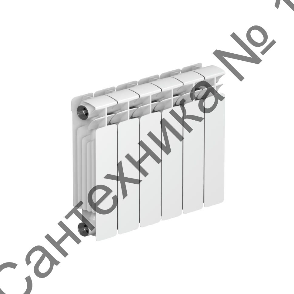 Радиатор биметаллический RIFAR BASE 350 6 секций, боковое подключение (белый RAL 9016)
