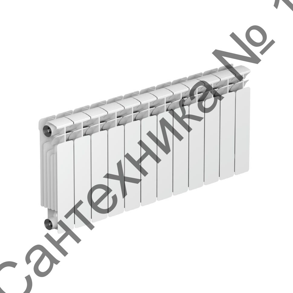 Радиатор биметаллический RIFAR BASE 350 12 секций, боковое подключение (белый RAL 9016)