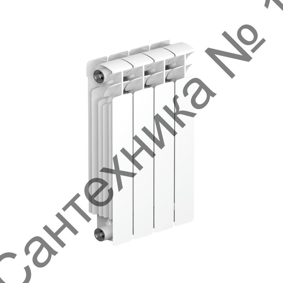 Радиатор биметаллический RIFAR BASE 500 4 секции, боковое подключение (белый RAL 9016)