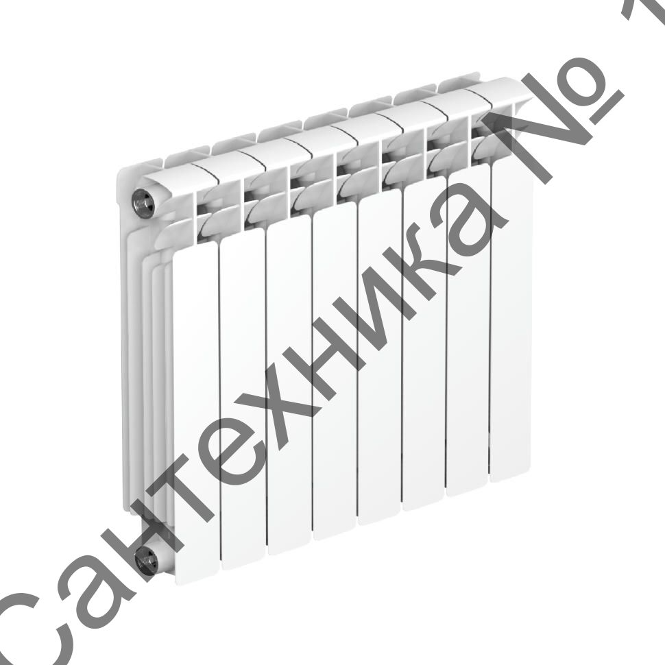 Радиатор биметаллический RIFAR BASE 500 8 секций, боковое подключение (белый RAL 9016)