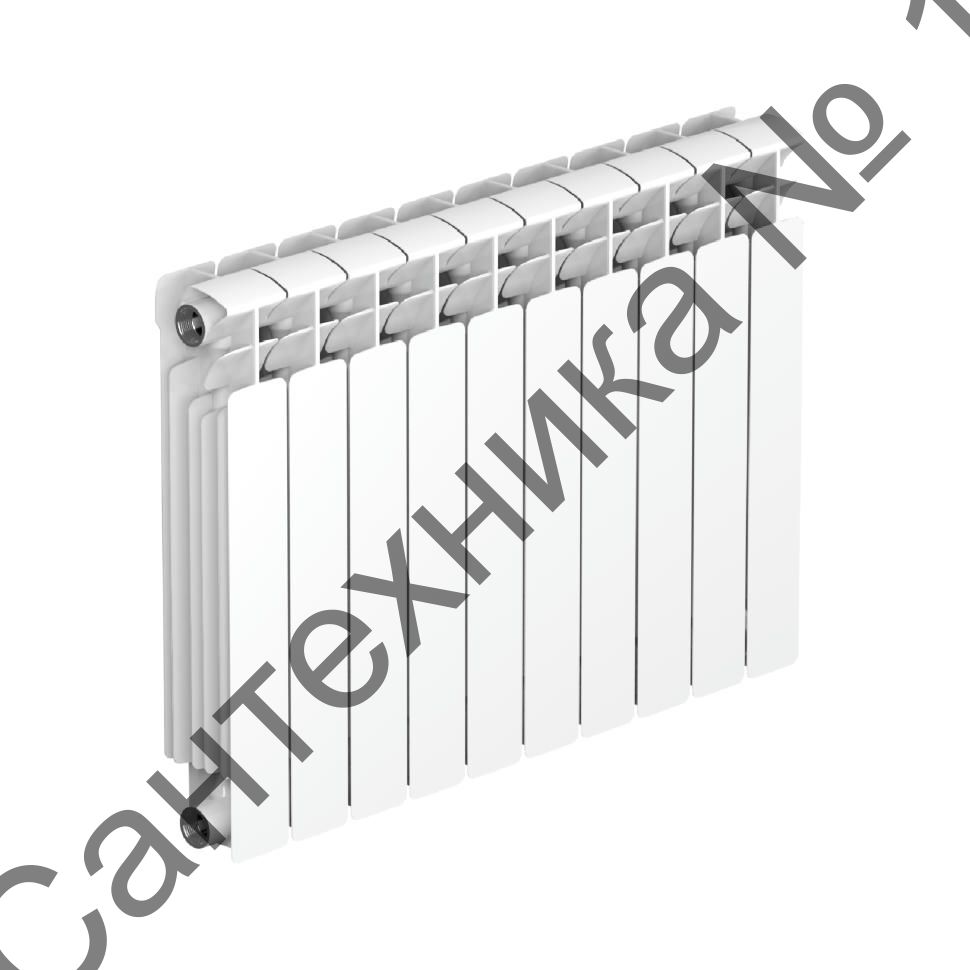 Радиатор биметаллический RIFAR BASE 500 10 секций, боковое подключение (белый RAL 9016)