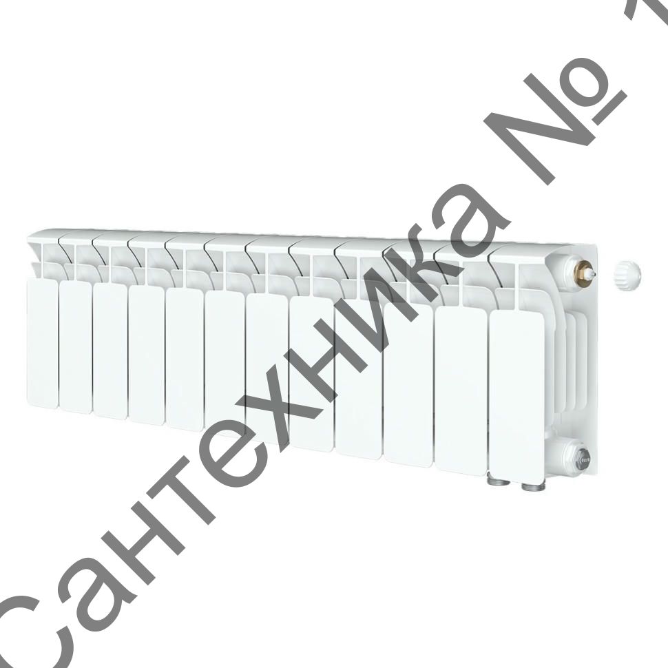 Радиатор биметаллический RIFAR BASE VENTIL 200 12 секций, нижнее правое подключение (белый RAL 9016)