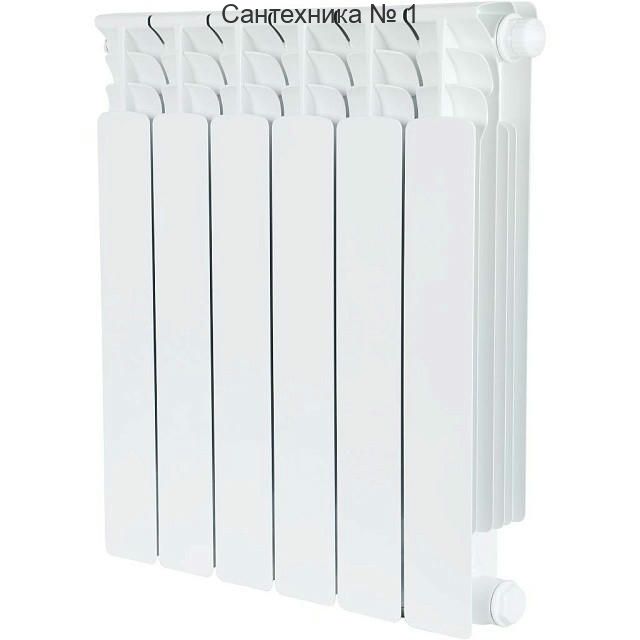 Радиатор биметаллический секционный Space Ventil 500 6 секций, нижнее правое подключение Ral 9016 STOUT