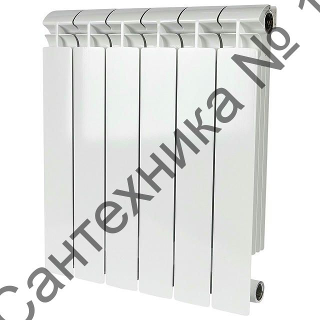 Радиатор биметаллический секционный ALPHA 500 6 секций, боковое подключение Ral 9016 STOUT